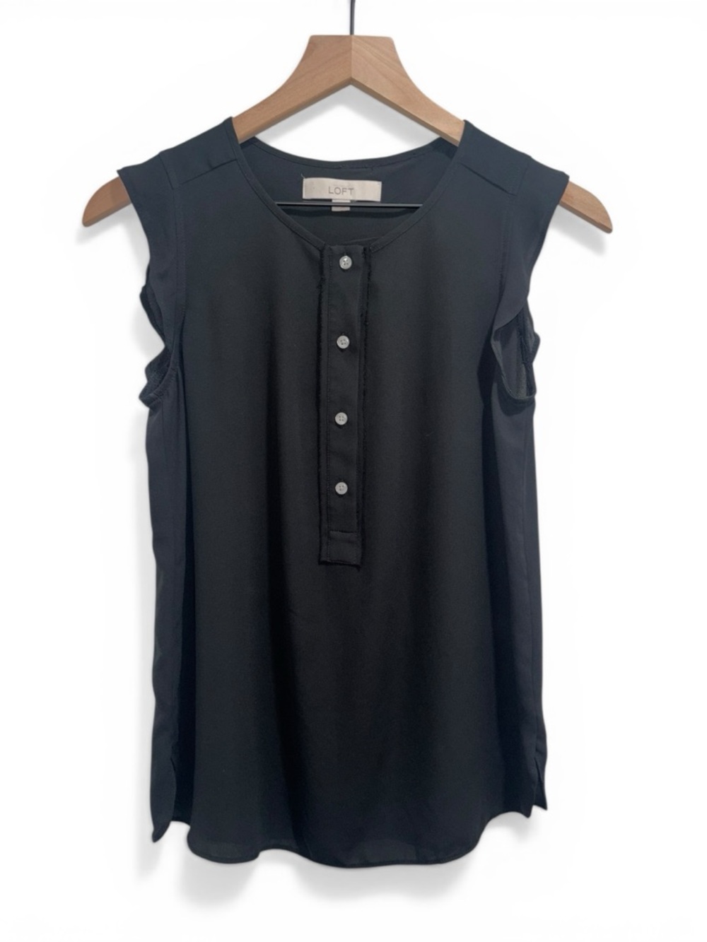 Loft Black Cap Sleeve Blouse - Size XS